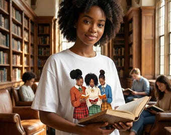 Black Women Reading T-Shirt, Sisterhood Book Lover Tee