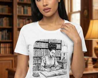 Black Woman Reading T-Shirt, Vintage Library Art Tee, Book Lover Gift