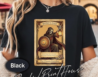 Bonus Papa Shirt Der auserwählte Wächter Geschenk für Stiefvater Vaterfigur Geschenk Dark Fantasy Tarot Style Shirt Vatertagsgeschenk für ihn