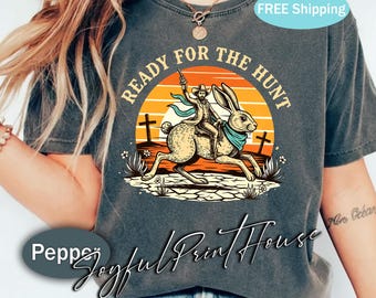 Western Cowboy Bunny Shirt, Christian Easter Cross Outfit, Country Sunset Graphic Tee