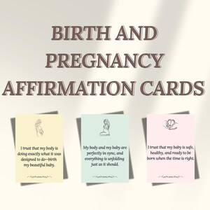 Tarjetas de Afirmación de Nacimiento, 48 Frases Imprimibles Positivas sobre el Nacimiento y el Embarazo, Regalos para Baby Shower, Descarga Digital Instantánea