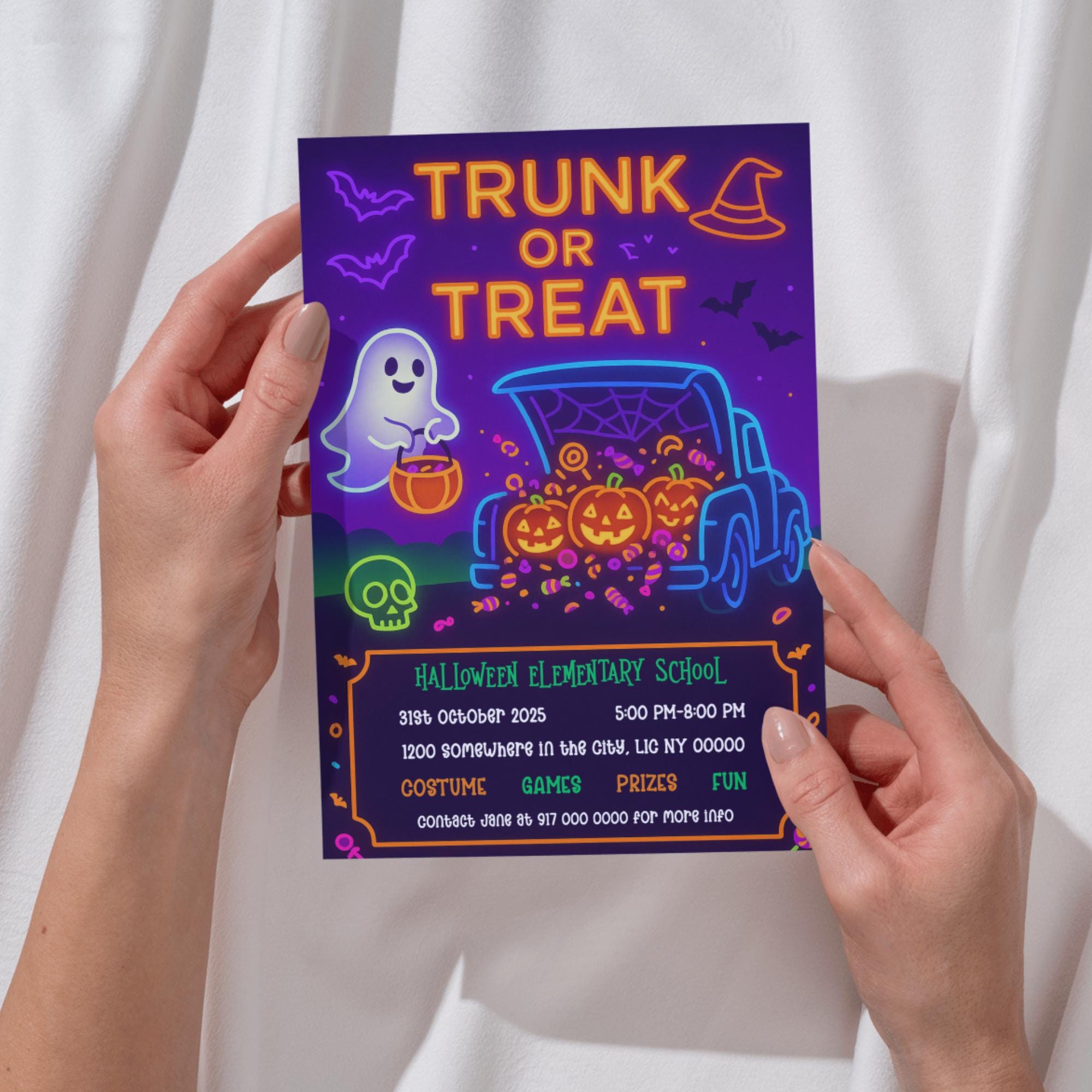 Editable Trunk or Treat Flyer Halloween Party Invitation Printable ...