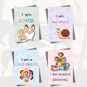 Positive Affirmation Karten für Kinder druckbar, 40 Kinder Achtsamkeit Karteikarten, motivierende Lunch Box Notiz, Kinder Mentale Gesundheit