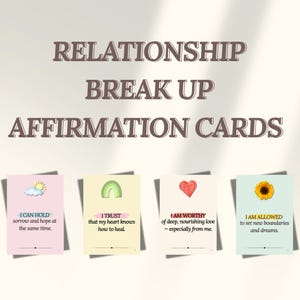 Cartes d'affirmation de rupture d'une relation et de divorce imprimables, 52 citations positives pour le rétablissement du chagrin, téléchargement numérique instantané