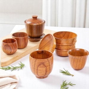 Handcrafted Beech Wood Cups – 8 Unique Styles | Rustic Coffee, Tea & Wine Mugs (Set of 4 Discount)