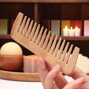 Pettini di bambù fatti a mano - 6 stili / Pettini di legno a denti larghi e fini