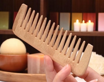 手作り竹製櫛 – 6つのスタイル | 幅広歯と細歯の木製櫛
