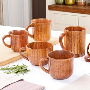Handcrafted Beech Wood Cups – 6 Unique Styles | Rustic Coffee, Tea & Wine Cups (Set of 4 Discount)