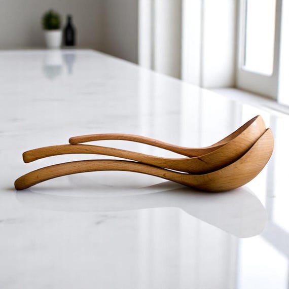 Louche En Bois à Long Manche - 30.5 Cm, Couleur Brune - Pour Soupe, Cuisine - Manche épais, Surface Lisse, Crochet De Suspension