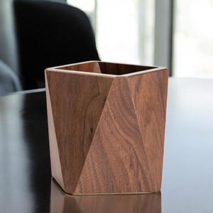Modern Wooden Pen Holder, Stylish Desk Organizer, Minimalist Wood Office Decor