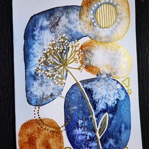 Biglietto d'auguri astratto con acquerello / Biglietto moderno dipinto a mano / Regalo minimalista / Opera d'arte originale incorniciabile