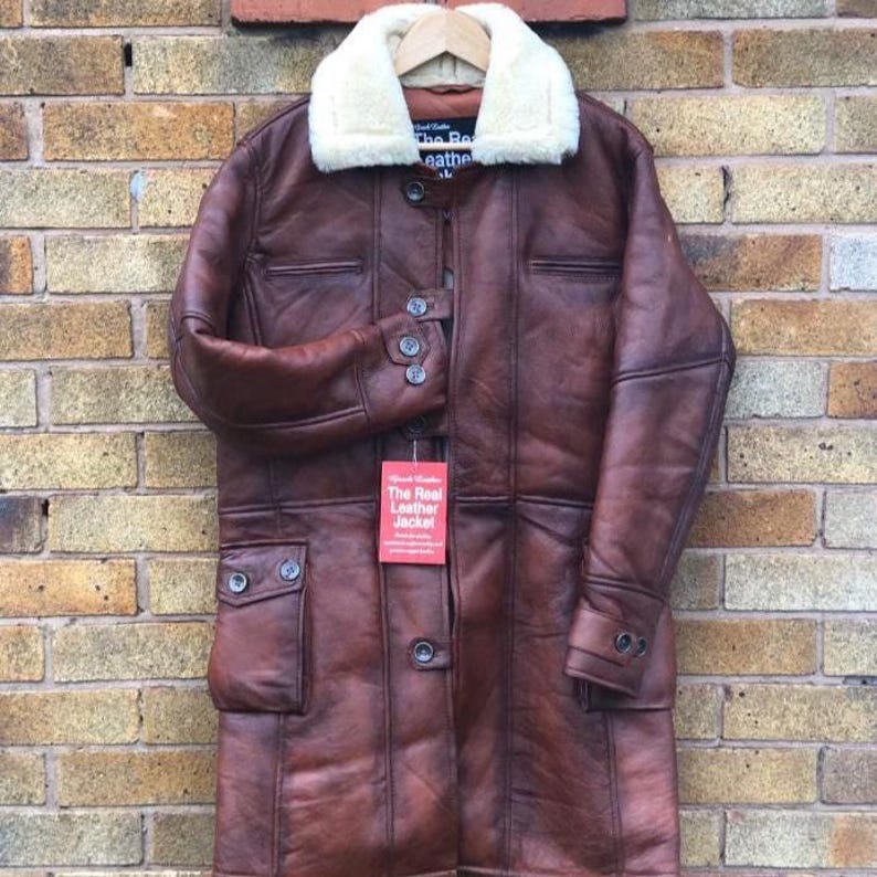 Military Bane Coat Vintage Style Handmade Distressed Wax Real Sheepskin ...