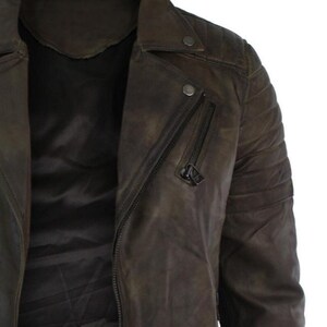 Double Zip Classic Moto Biker Jacket Men’s Vintage Style Motorcycle Coat Handmade Distressed Brown Real Cowhide Leather Made to Order image 4