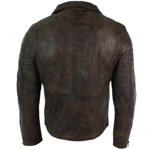 Double Zip Classic Moto Biker Jacket Men’s Vintage Style Motorcycle Coat Handmade Distressed Brown Real Cowhide Leather Made to Order image 2