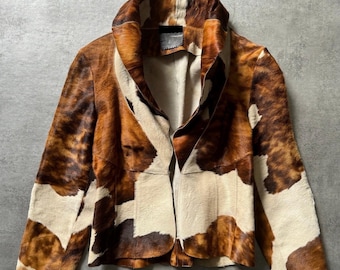 Supernatural Hair-on Leather Jacket Women's | Handmade Real Cowhide Leather | Vintage Style Streetwear Coat – Made to Order