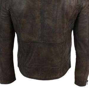 Double Zip Classic Moto Biker Jacket Men’s Vintage Style Motorcycle Coat Handmade Distressed Brown Real Cowhide Leather Made to Order image 3