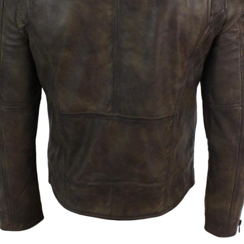 Double Zip Classic Moto Biker Jacket Men’s Vintage Style Motorcycle Coat Handmade Distressed Brown Real Cowhide Leather Made to Order image 3