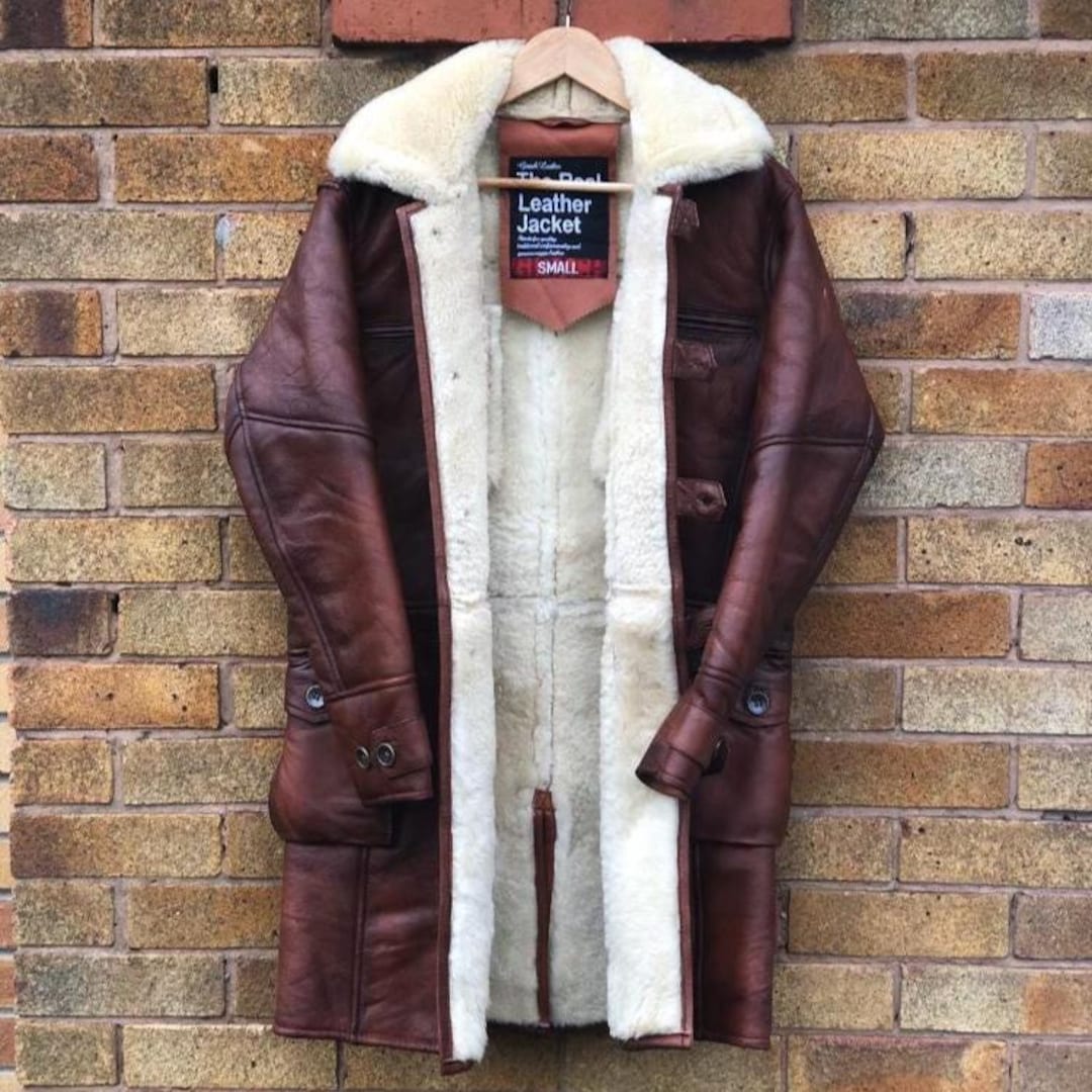 Military Bane Coat Vintage Style Handmade Distressed Wax Real Sheepskin ...