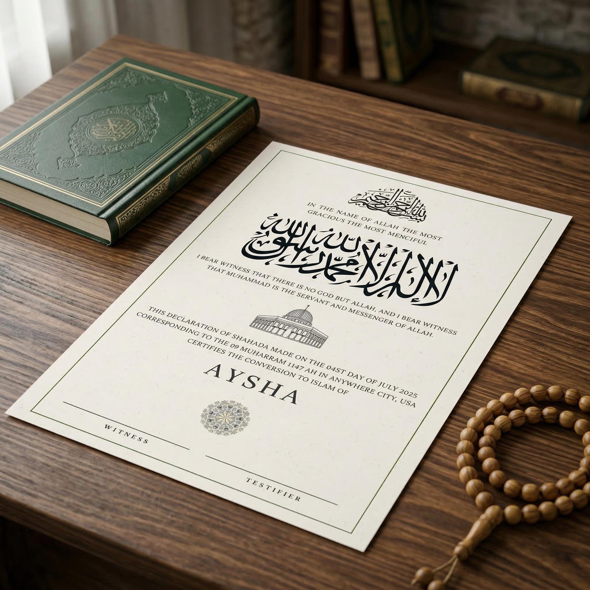 Islamic Conversion Certificate.pdf Editable Shahada Certificate Template, Islamic Conversion Certificate ...