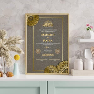 Afdrukbaar islamitisch Nikah-certificaat | Sjabloon huwelijksakte moslim | Islamitisch huwelijkscadeau | Digitale download |