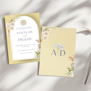 Editable Islamic Nikkah Invitation | Customizable Arabic Wedding Card | Modern Islamic Ceremony Template | Canva Access