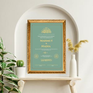 Luxe islamitisch Nikah-certificaat | Sjabloon huwelijksakte moslim | Islamitisch huwelijkscadeau | Digitale download |