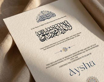 Editable Shahada Certificate Template, Islamic Conversion Certificate, Muslim Canva Printable