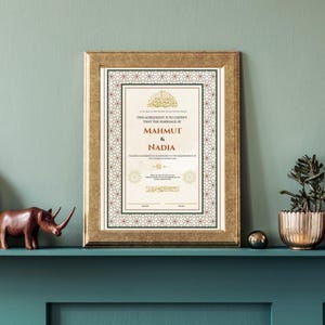 Modern islamitisch Nikah-certificaat | Sjabloon huwelijksakte moslim | Islamitisch huwelijkscadeau | Digitale download |