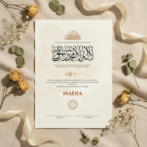 Editable Islamic Shahada Certificate Template, Muslim Conversion Digital Download Canva