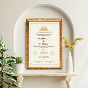 Modern islamitisch Nikah-certificaat | Sjabloon huwelijksakte moslim | Islamitisch huwelijkscadeau | Digitale download |