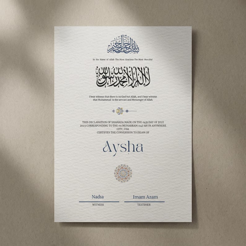 Islamic Conversion Certificate.pdf Editable Shahada Certificate Template, Islamic Conversion Certificate ...