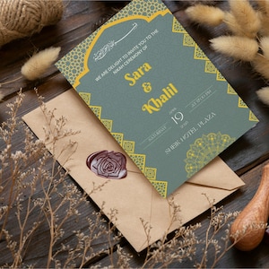 Elegant Digital Nikkah Invitation | Printable Muslim Marriage Card | Editable Islamic Wedding Template | Canva Instant Download