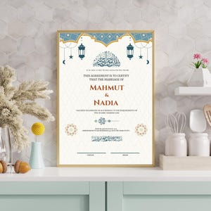 Minimalistisch islamitisch Nikah-certificaat | Sjabloon huwelijksakte moslim | Islamitisch huwelijkscadeau | Digitale download |
