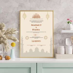 Luxe islamitisch Nikah-certificaat | Sjabloon huwelijksakte moslim | Islamitisch huwelijkscadeau | Digitale download |