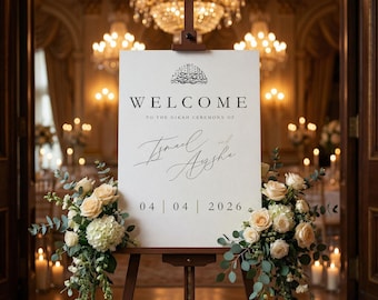Editable Islamic Wedding Welcome Sign Template, Nikkah Board, Printable Canva Nikah Decor
