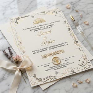 Islamic Nikkah Certificate Template, Editable Muslim Marriage Contract, Arabic Canva Nikah Document, Printable A4