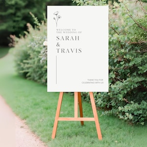 Editable Minimalist Wedding Welcome Sign – Elegant Modern Wedding Wall Art, Simple Printable Ceremony Sign, Instant Digital Download