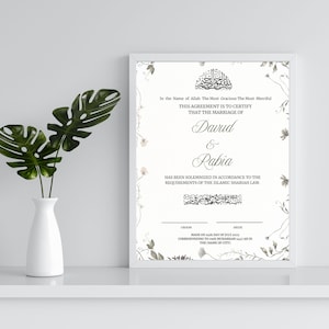 Editable Nikkah Certificate Template | Islamic Marriage Contract | Muslim Wedding Certificate | Digital Download | Canva Template