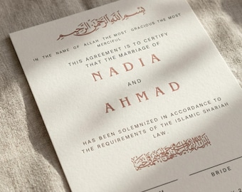 Modelo de Certificado Nikkah Editável, Certificado de Casamento Islâmico, Certificado de Casamento Muçulmano Imprimível no Canva