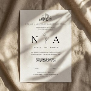 Islamic Marriage Certificate Template, Editable Muslim Nikah Document, Printable Arabic Calligraphy Wedding Keepsake