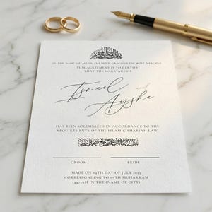 Bewerkbare Nikkah-certificaatsjabloon, afdrukbaar islamitisch huwelijkscontract