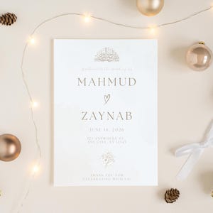 Editable Islamic Wedding Invitation | Minimalist Nikkah Card | Dua Included | Canva Template | Instant Download
