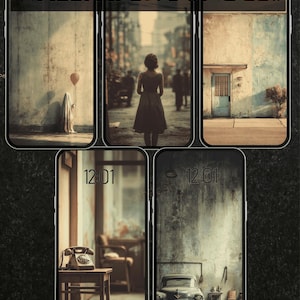 Vintage Minimal Phone Wallpapers | Retro Aesthetic iPhone & Android | Set of 5