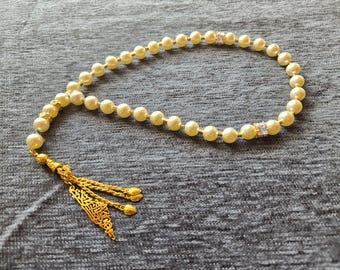 Personalisierter Name Tasbih 14KGF Anhänger, Perle muslimischen Schmuck mit benutzerdefiniertem arabischen Namen