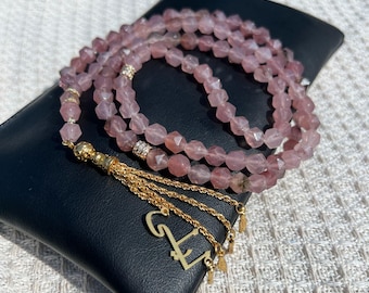 Erdbeer Quarz Tasbih Gebetskette: Handgemachtes islamisches Geschenk