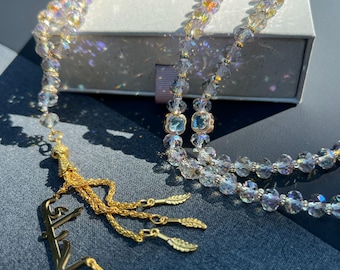 Kristall Tasbih 99 Perlen, personalisierter arabischer Rosenkranz, moslemisches Schmuckgeschenk