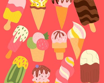 Sweet Ice Cream SVG ,Ice Cream Cone Svg, Cute summer Clipart, Dessert, Food Clipart, Party