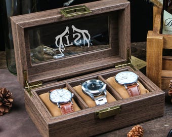 Personalised Watch Box For Men,Personalized Watch Case,Custom Engraved Watch Box,Personalized Gifts For Him Dad,Anniversary Gift For Husband