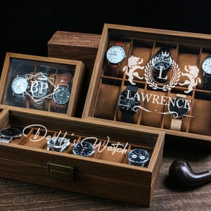 Personalisierte hölzerne Uhrenbox, kundenspezifische Uhrenkasten, Jahrestagsgeschenke für Männer