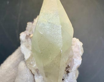 Natural Brown Calcite Crystal with Purple Fluorite, Terminated Specimen (237g)